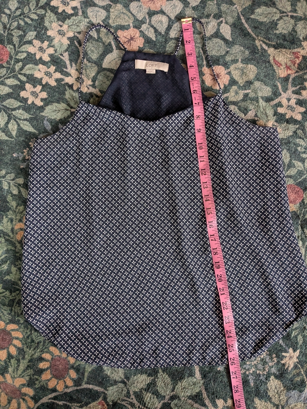 Ann Taylor LOFT Navy Geo-Print Halter Cami - Picture 3 of 5